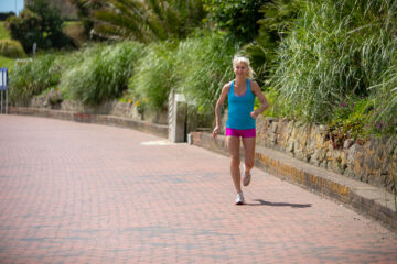 Woman running outside