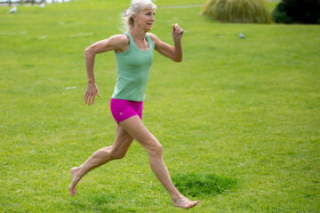 Woman running outside